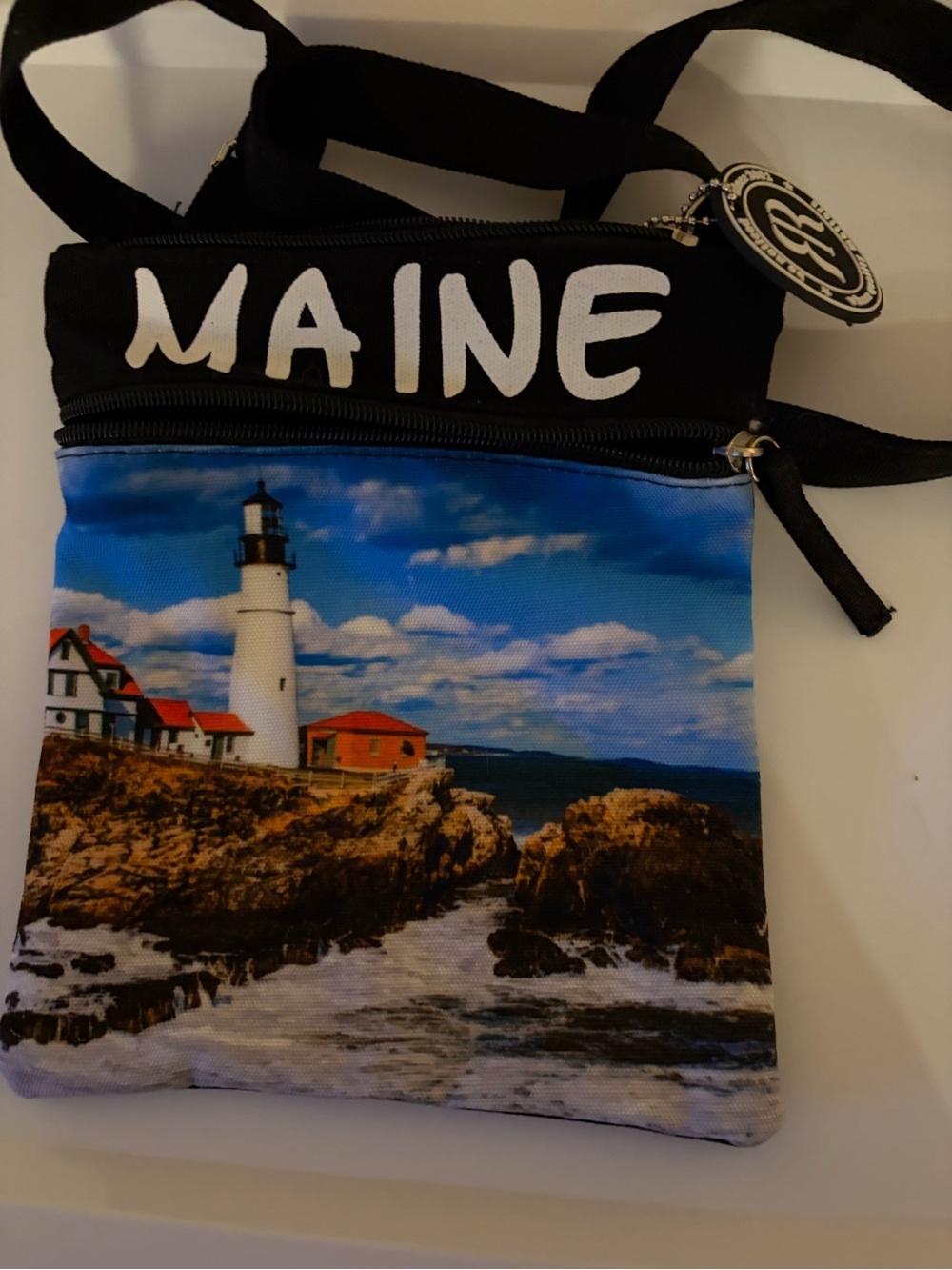 Maine Lighthouse Crossbody Bag - Black/Blue